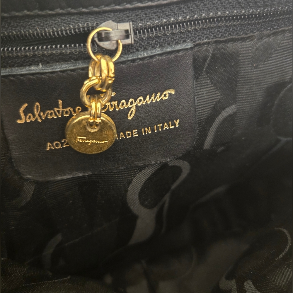 Vintage Salvatore Ferragamo Black Drawstring Leather Backpack - Picture 10 of 13